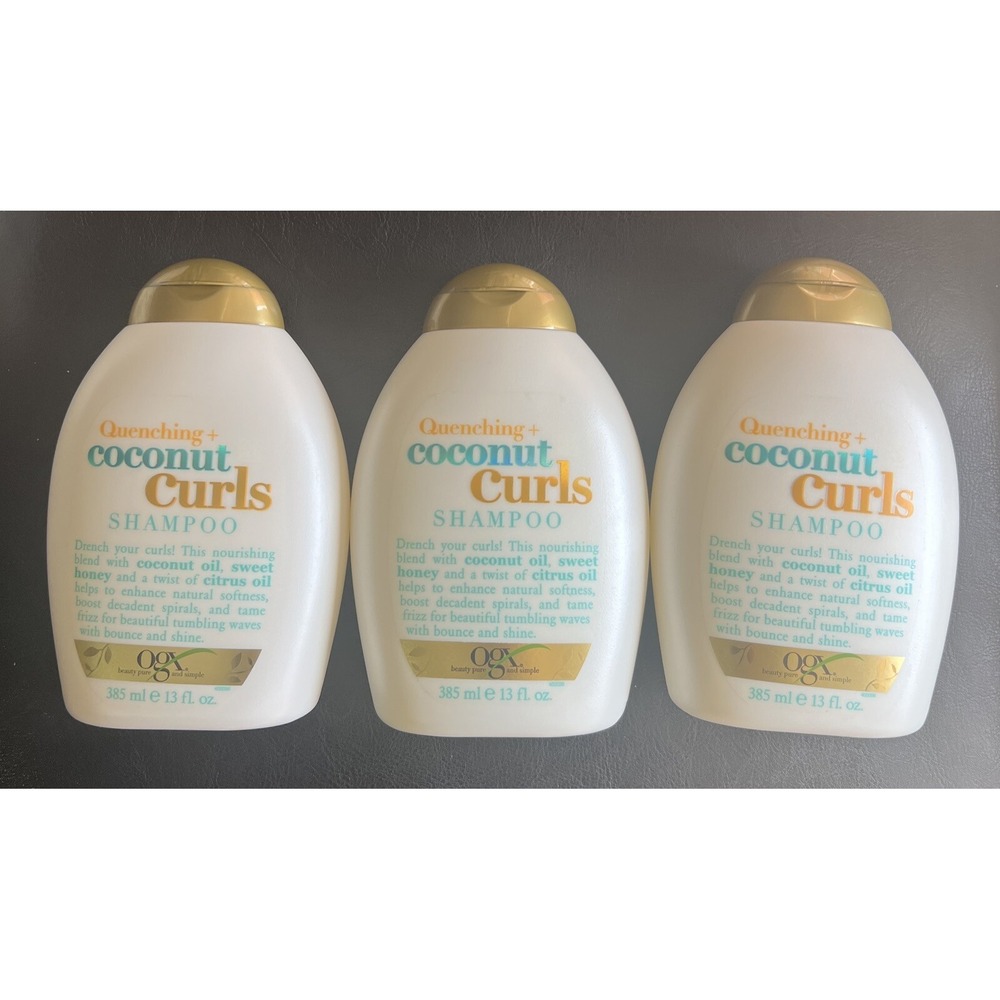 OGX Quenching Coconut Curls Shampoo 13oz Lot of 3 Sulfate Free Coconut Oil Honey